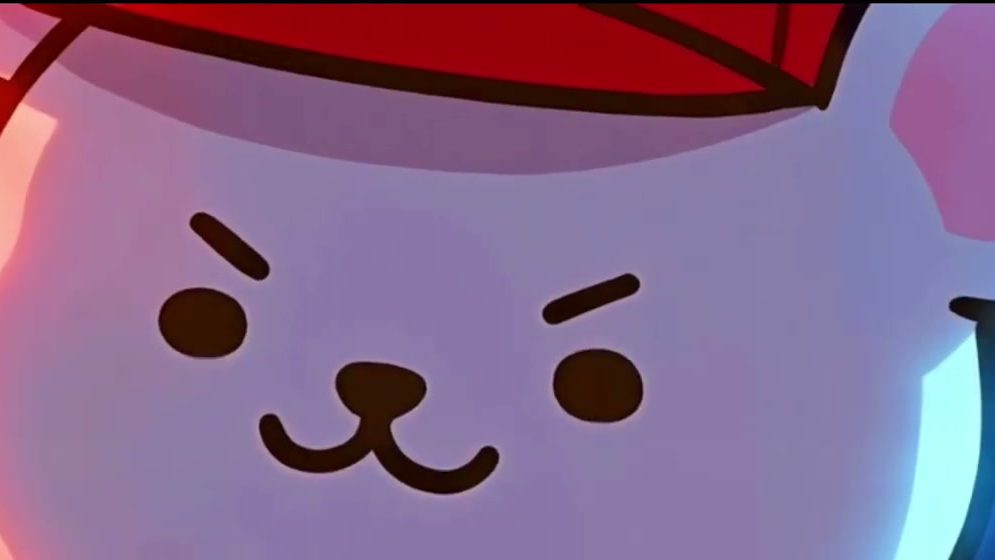 笑顔のキャラクターの顔のアップ。自作映像「リブトゥウィンのうた」の一場面